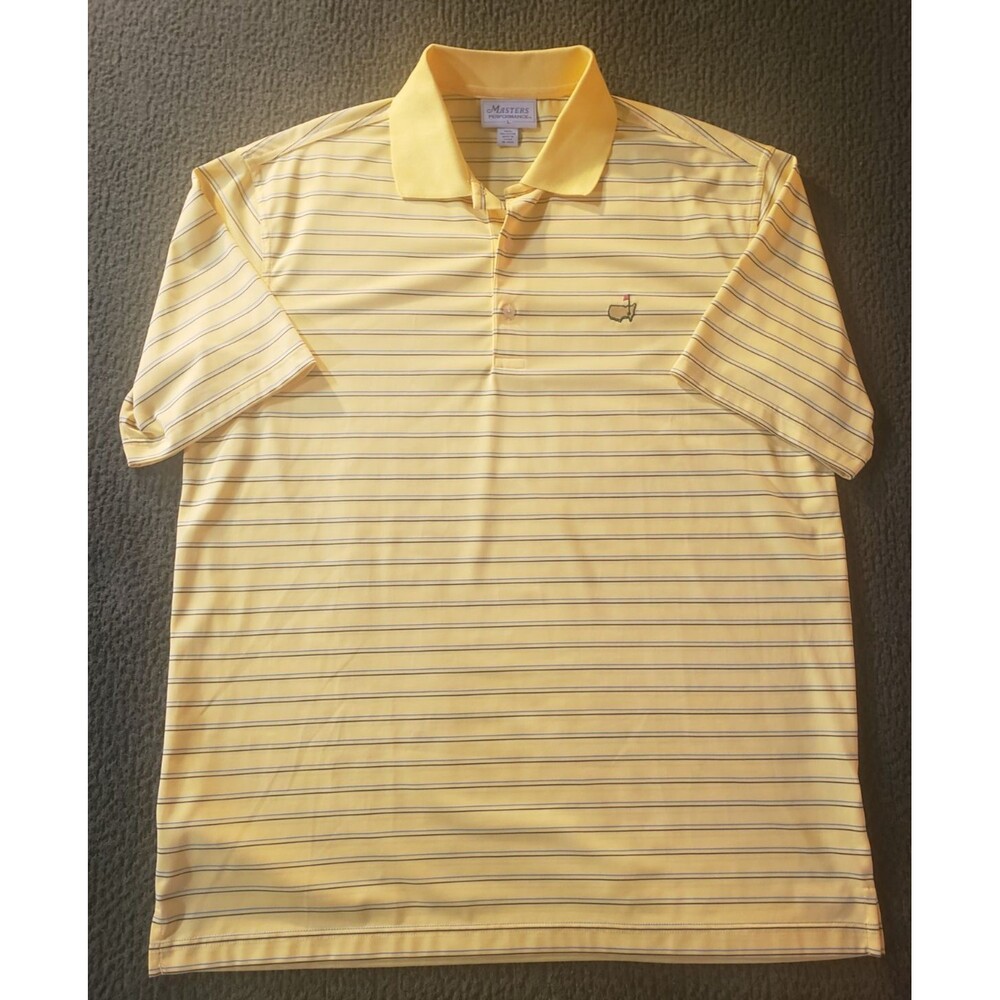 Masters Performance Polo Shirt Men’s L Yellow Short Sleeve Golf Casual Stretch